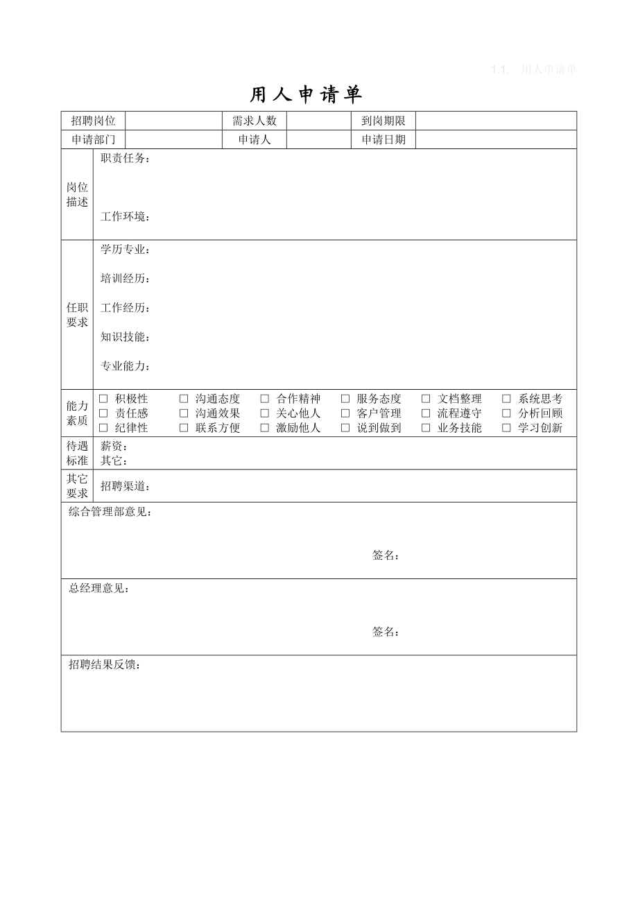 有限公司人力资源流程表单大全.doc_第3页