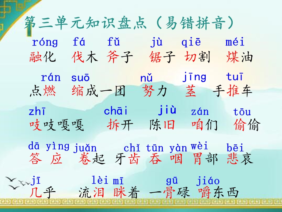 部编人教版三年级上册语文第三单元复习(含课堂练习)课件.ppt_第2页