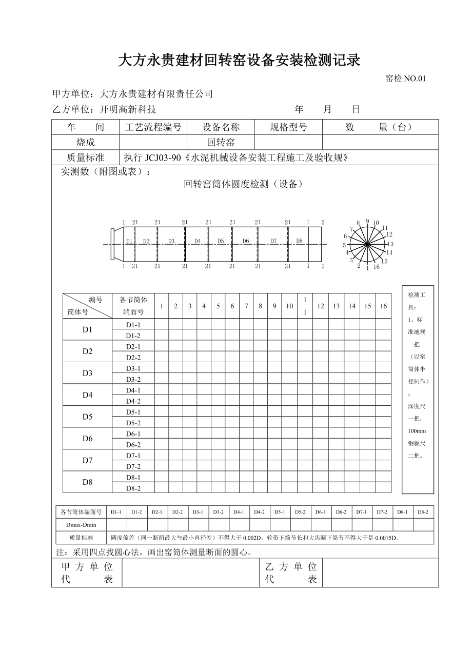 水泥厂回转窑安装竣工验收记录表汇总.doc_第1页