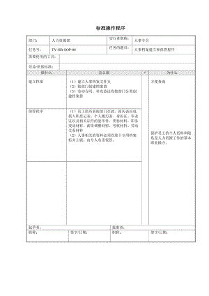 人事档案建立和保管程序酒店行政办公室标准操作程序.doc