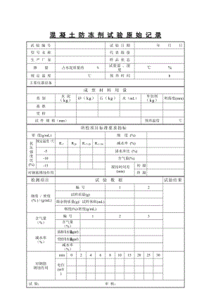 混凝土防冻剂试验原始记录.doc