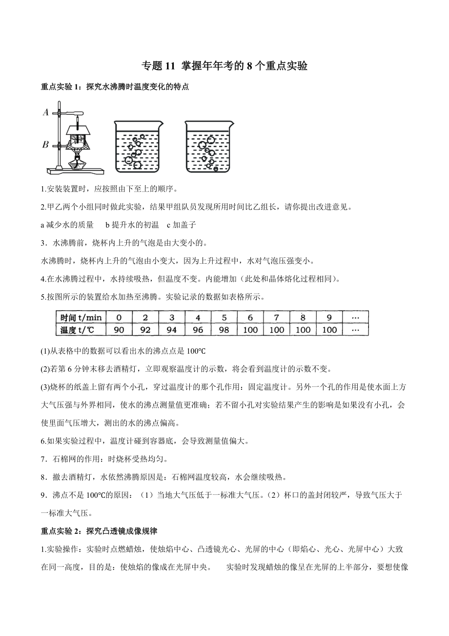 中考物理知识手册-专题11-掌握年年考的8个重点.docx_第1页