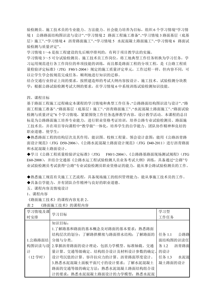 《路面施工技术》课程标准56学时.doc_第2页