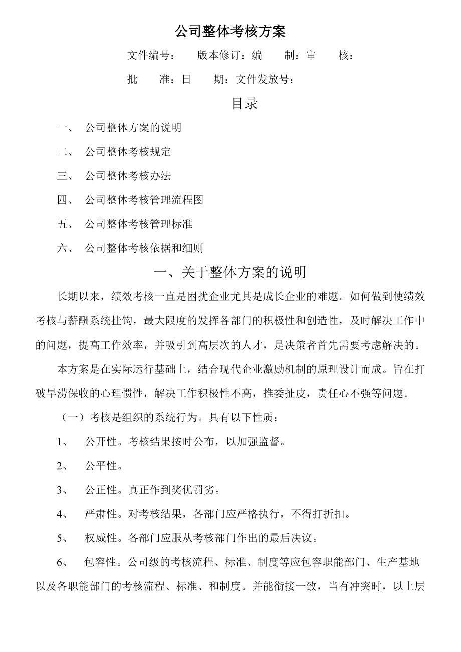 公司整体目标绩效管理方案(全套范例).doc_第1页