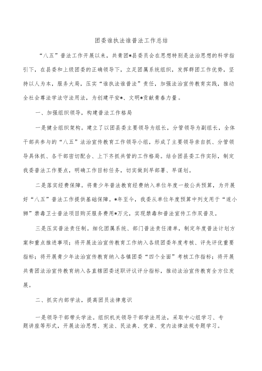 团委谁执法谁普法工作总结.docx_第1页