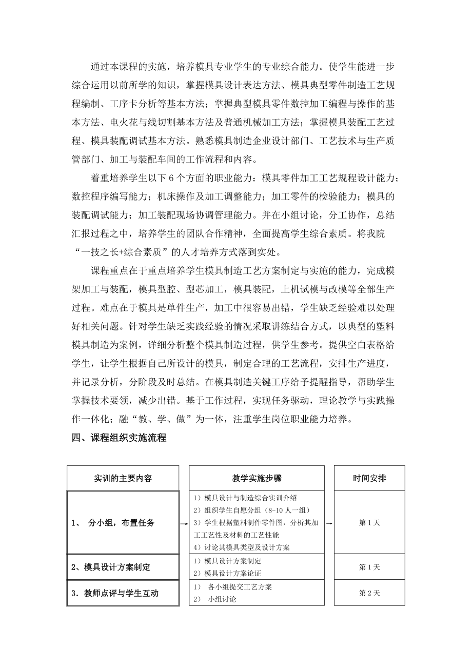 模具制造综合实训课程教学设计方案计划文档.doc_第3页