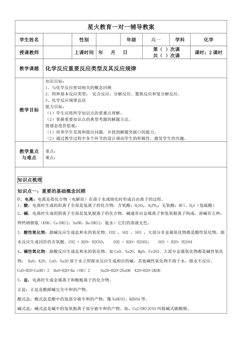 化学反应类型与规律总结.doc_第1页