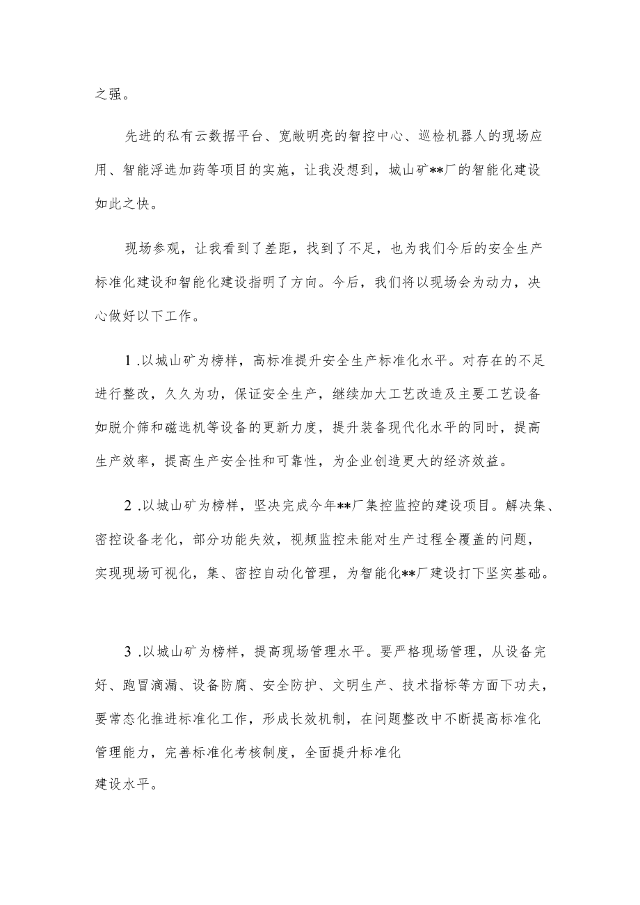 副矿长在公司推进智能化厂建设城山现场会上的表态发言.docx_第2页