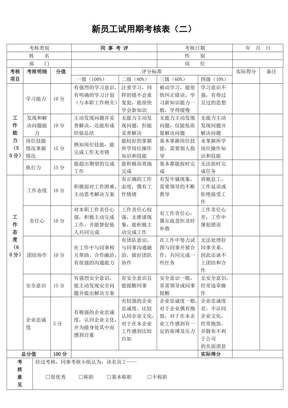 新员工试用期考核表（样本）.doc_第3页