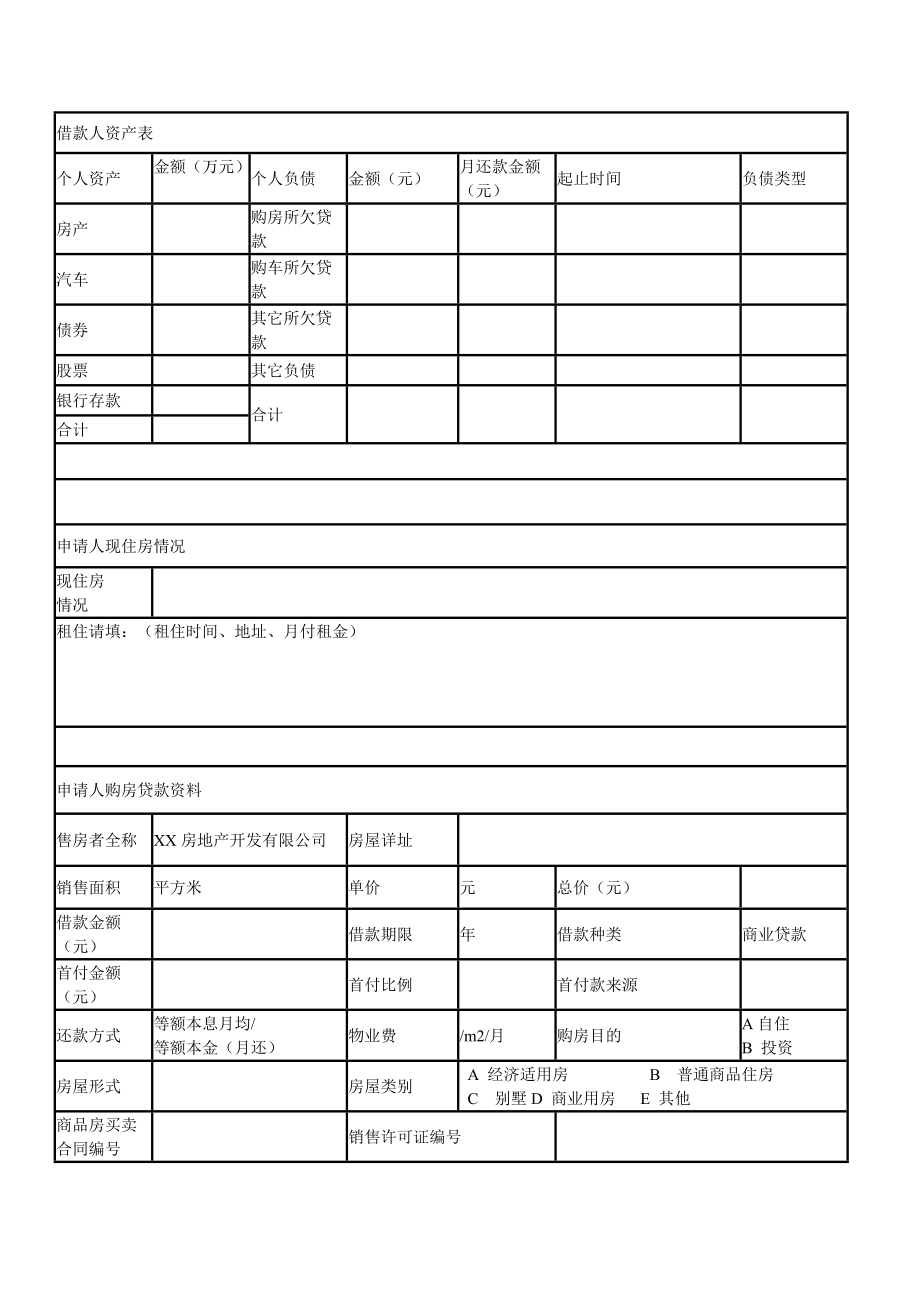 XX银行个人购房借款申请书.doc_第2页