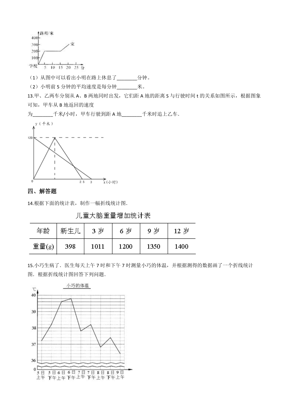 五年级下册数学一课一练3.折线统计图和运行图-浙.doc_第3页