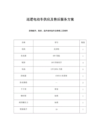 巡逻电动车供应及售后服务方案.docx