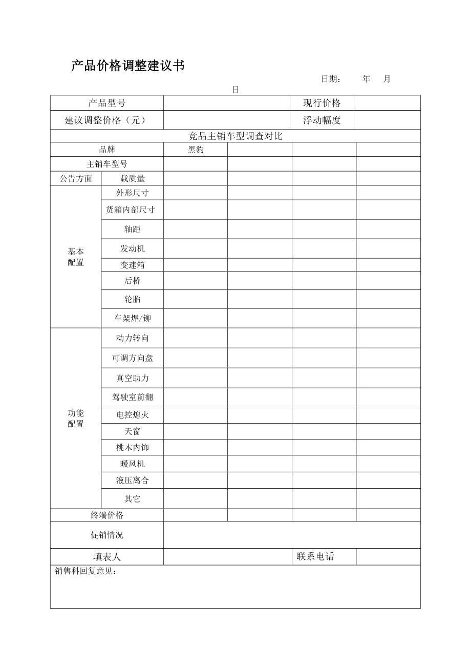 集团产品价格调整建议书.doc_第1页