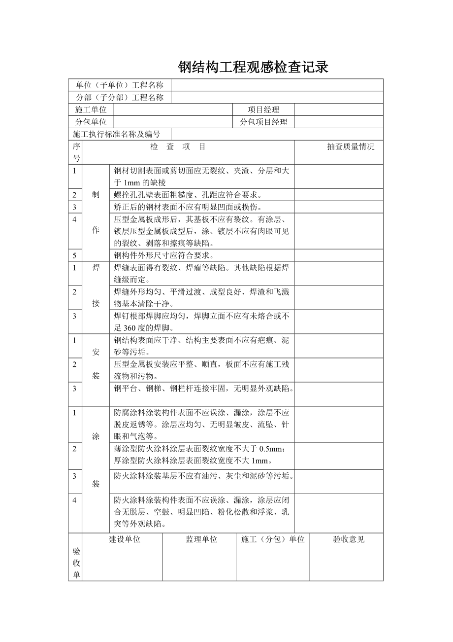 钢结构工程施工记录.doc_第1页