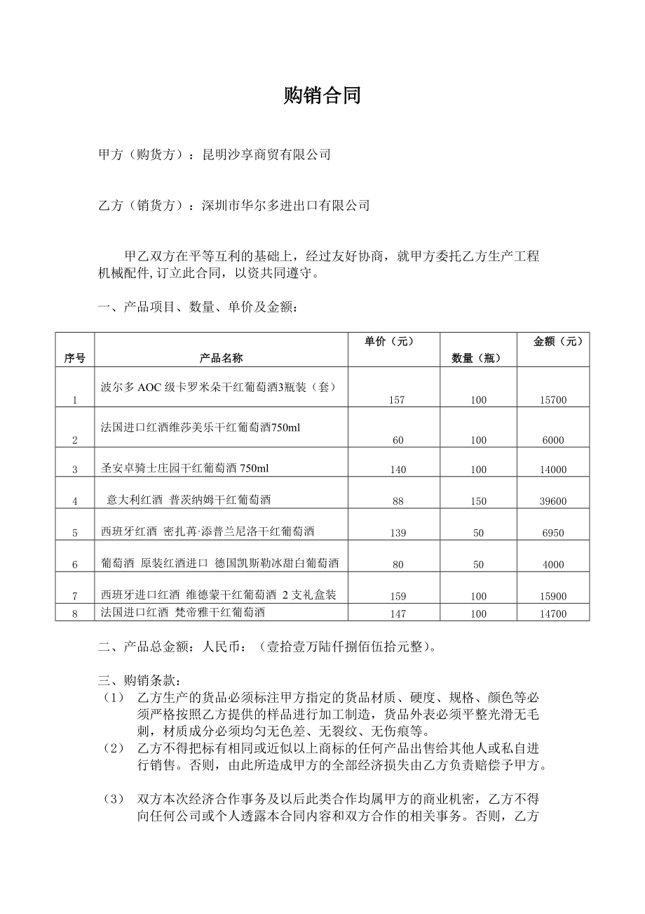 红酒购销合同样本.doc_第1页