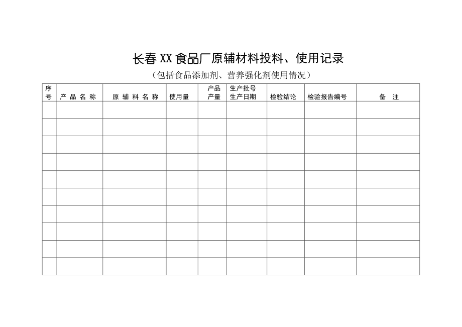 食品厂原辅材料投料使用记录.doc_第1页