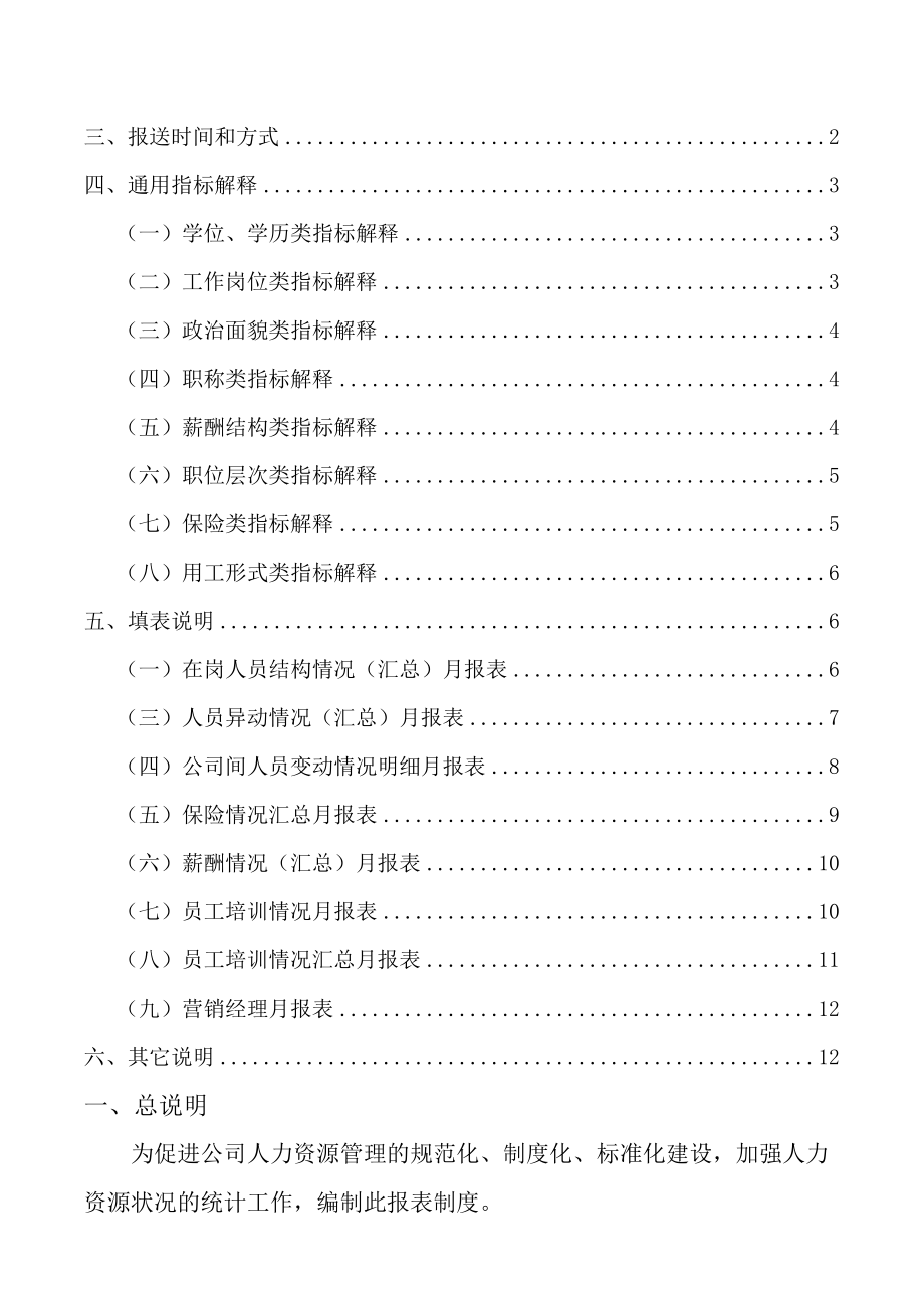 控股集团有限公司人力资源报表体系编制说明书.doc_第2页