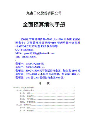 日化股份有限公司全面预算编制手册.doc