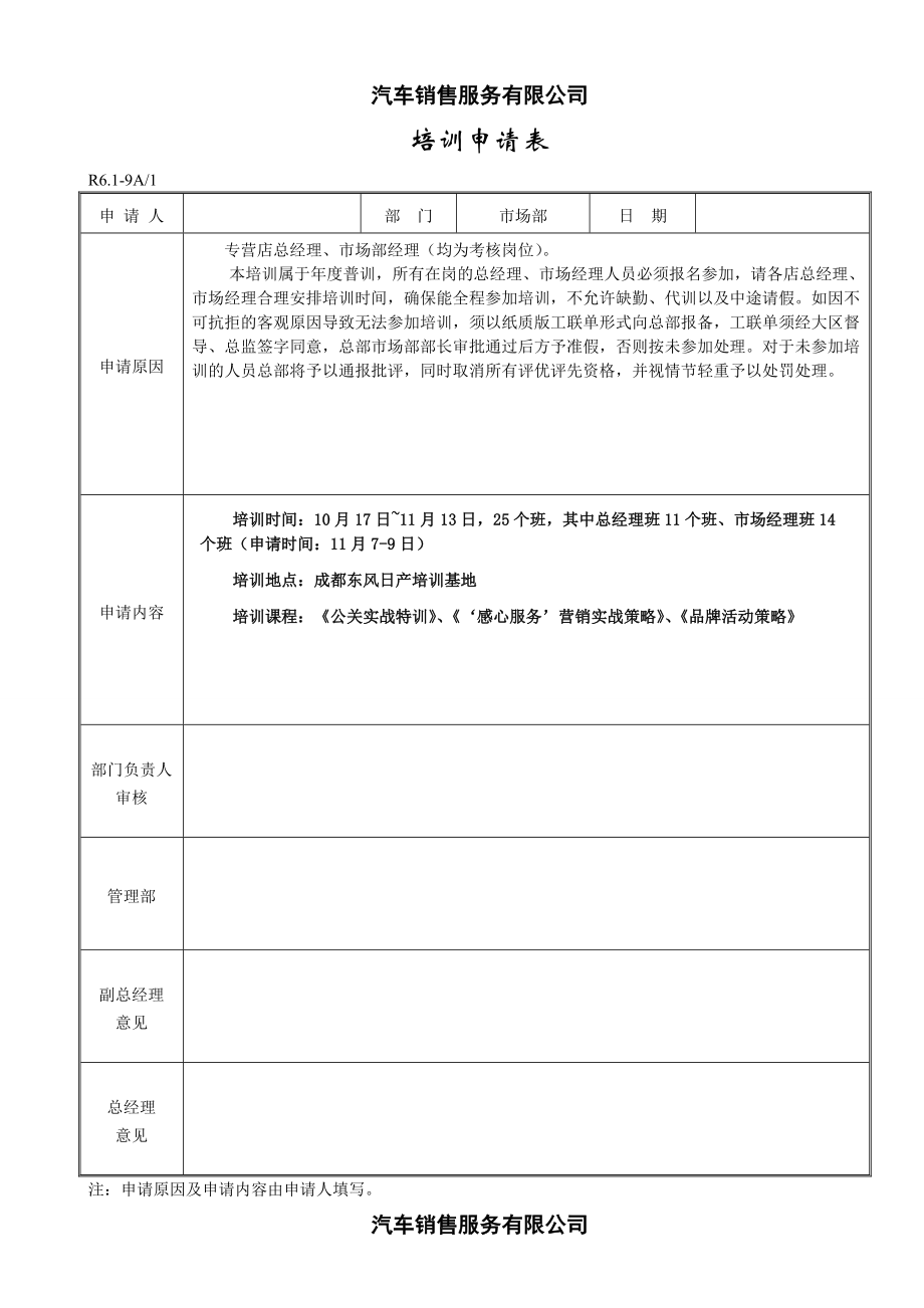 汽车销售服务有限公司月度培训计划实施调查表.doc_第2页