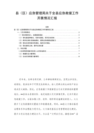 县（区）应急管理局关于全县应急救援工作开展情况汇报.docx