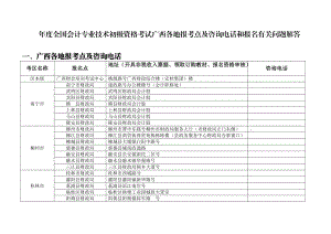 全国会计专业技术初级资格考试广西各地报考点及.doc