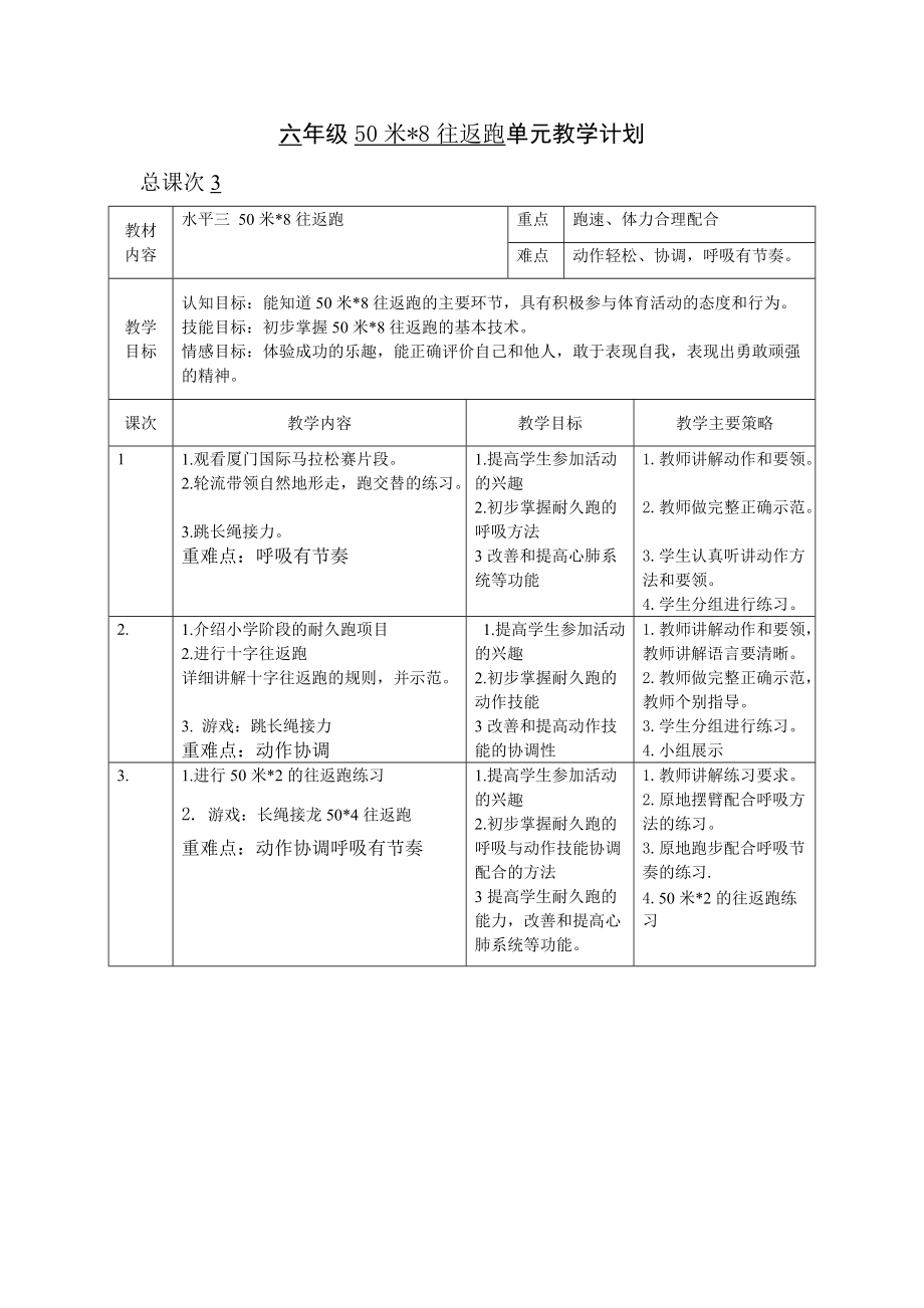 六年级蹲距式起跑单元教学计划.doc_第3页