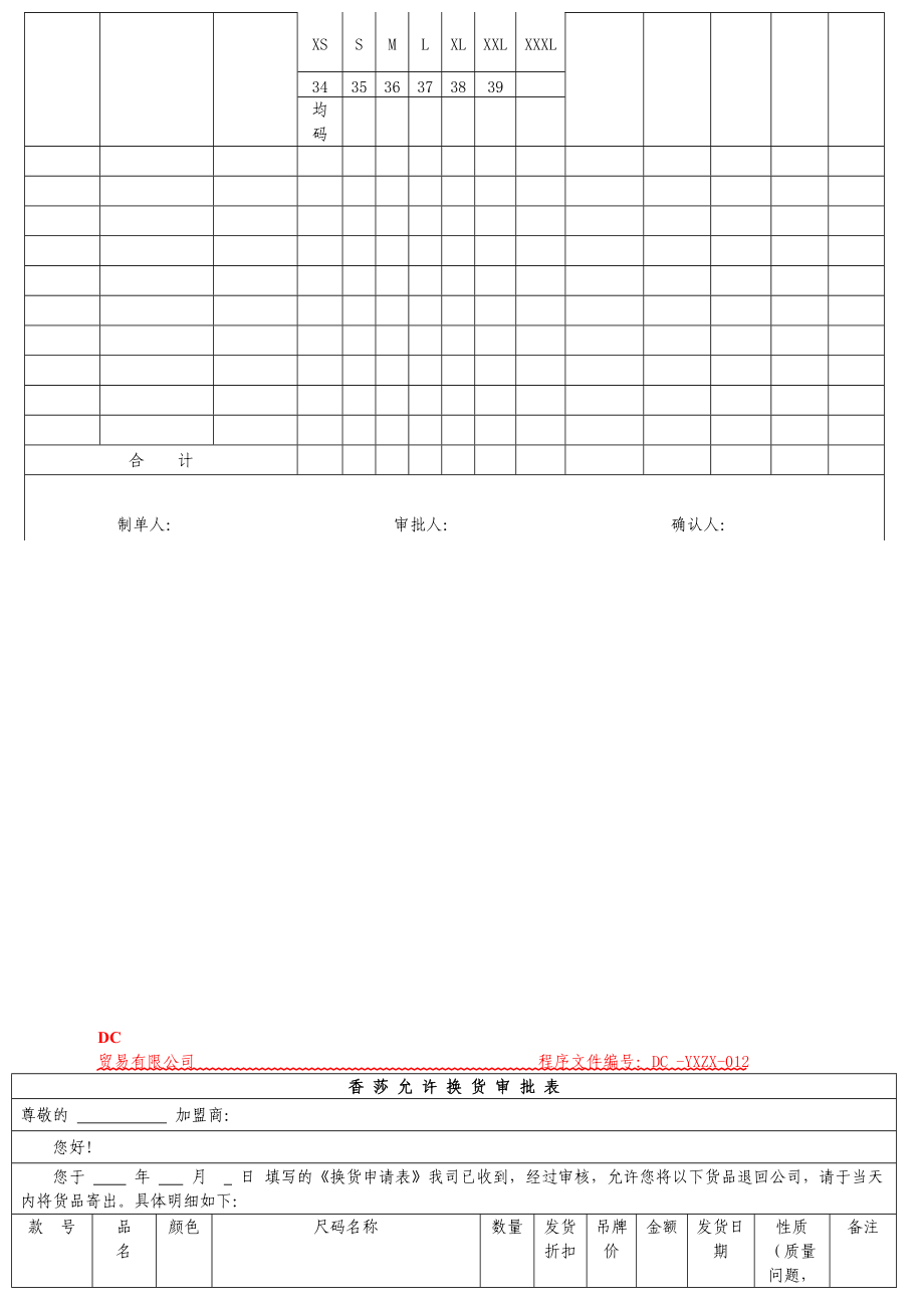 服装营销中心客户调换货配货流程模板.doc_第3页