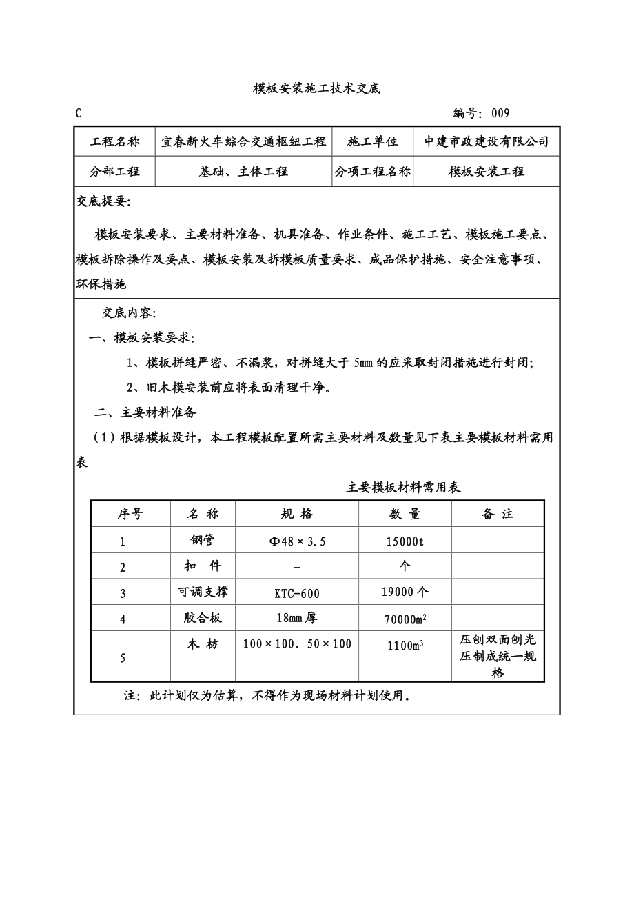 模板安装施工技术交底书.doc_第2页