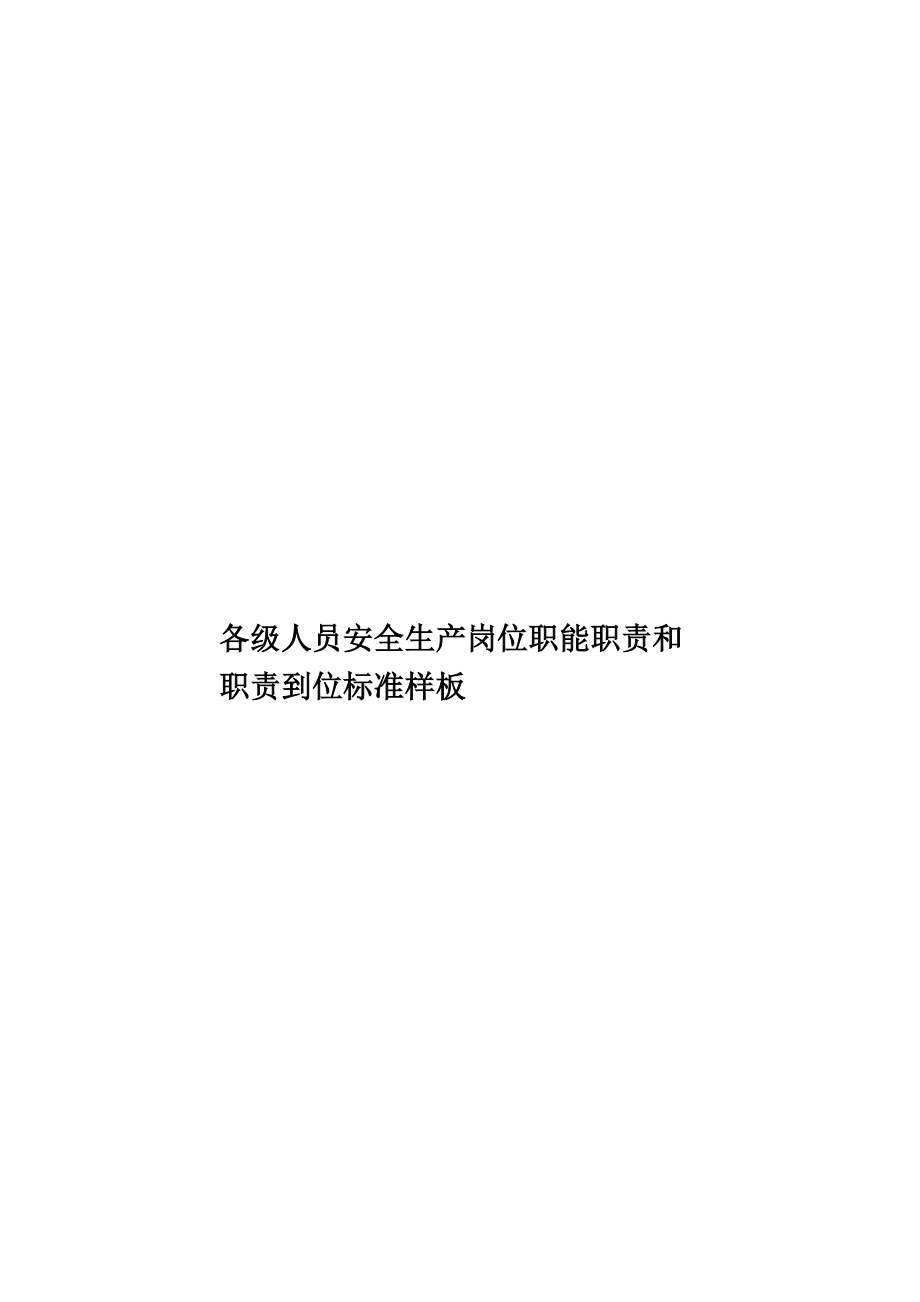 各级人员安全生产岗位职能职责和职责到位标准样板.doc_第1页