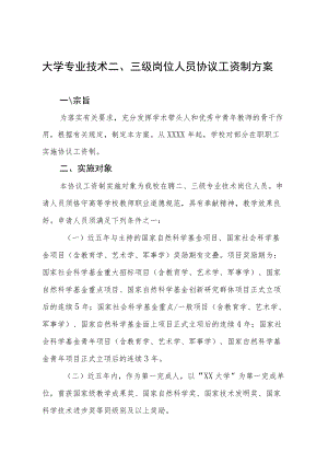 大学专业技术二、三级岗位人员协议工资制方案.docx