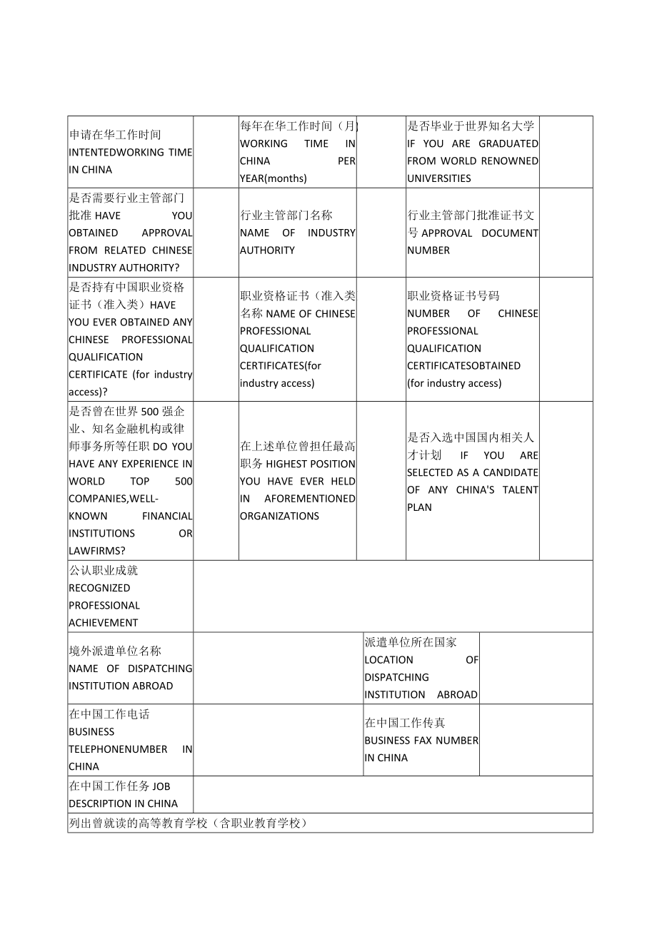 外国人来华工作许可申请表.doc_第2页