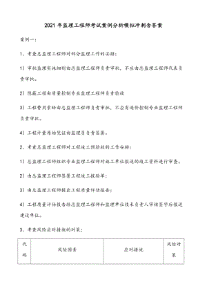 2021年监理工程师考试案例分析模拟冲刺含答案.docx