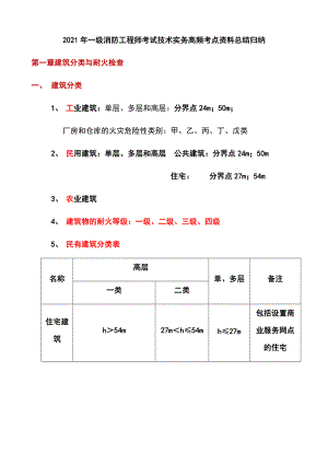 2021年一级消防工程师考试技术实务高频考点资料.docx