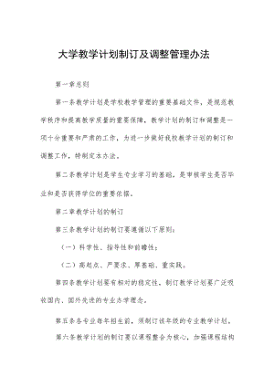 大学教学计划制订及调整管理办法.docx