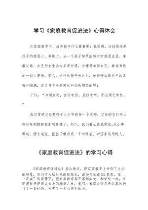 学长家长学习《家庭教育促进法》心得体会四篇例文.docx