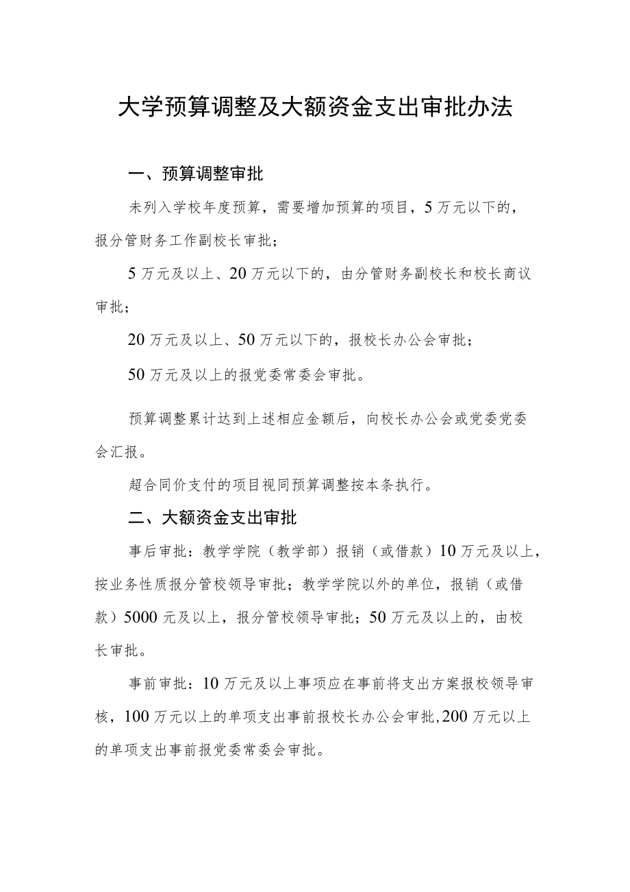 大学预算调整及大额资金支出审批办法.docx_第1页