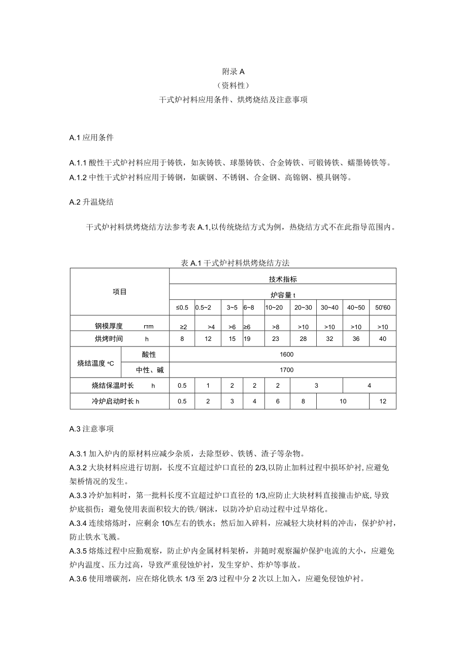 干式炉衬料应用条件、烘烤烧结及注意事项、干式炉衬料打结注意事项.docx_第1页