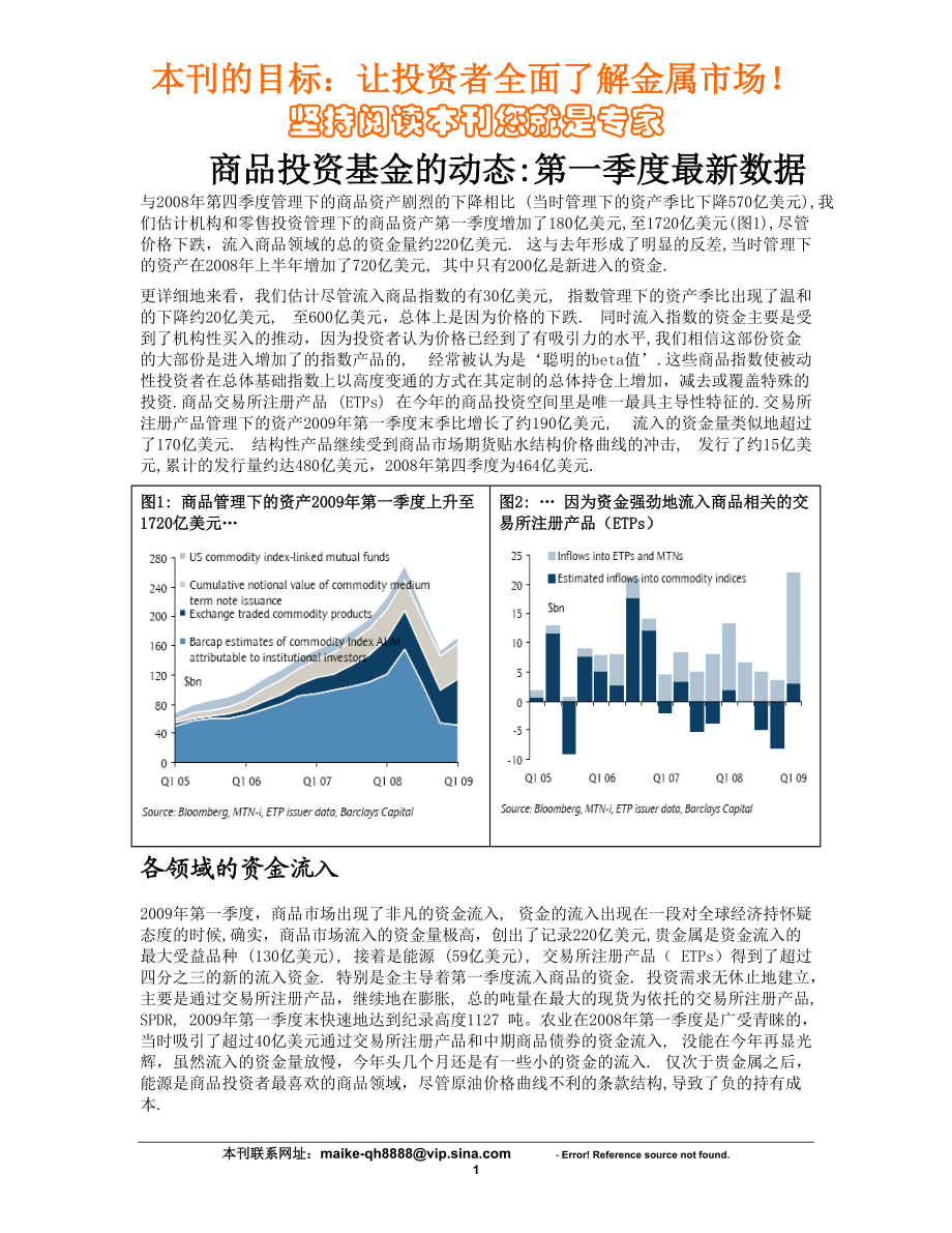 商品投资基金的动态第一季度最新数据.docx_第1页