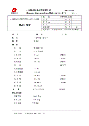 山东聊城阿华制药有限公司产品内控标准(修改后).docx