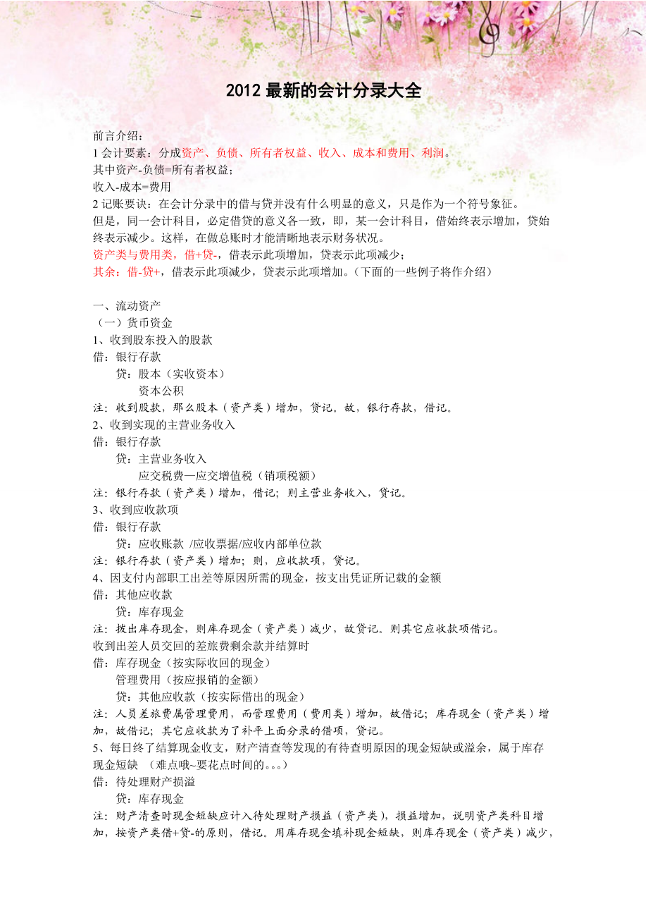 XXXX最新的会计分录大全.docx_第1页