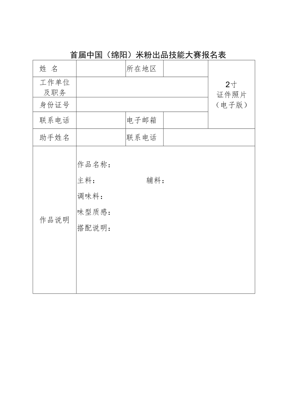 首届中国绵阳米粉出品技能大赛报名表.docx_第1页