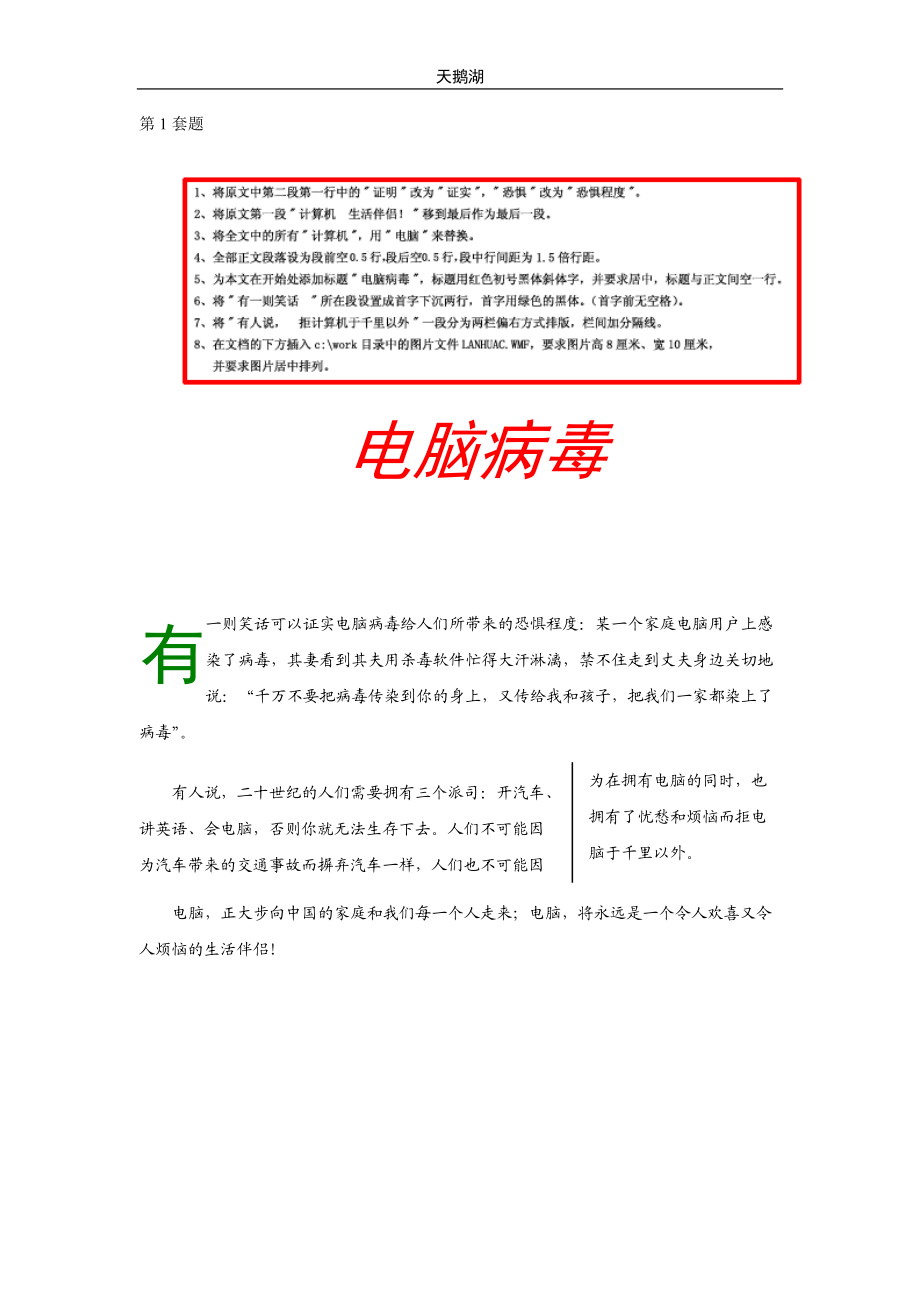 会计电算化考试Word题.docx_第1页