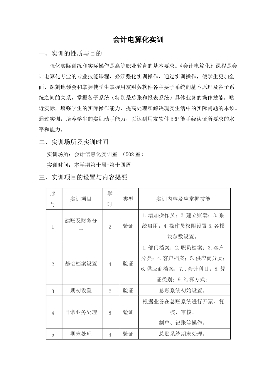 会计电算化实训报告书(DOC30页).doc_第1页