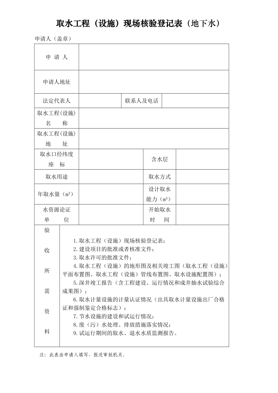 取水工程(设施)现场核验登记表(地下水).doc_第1页