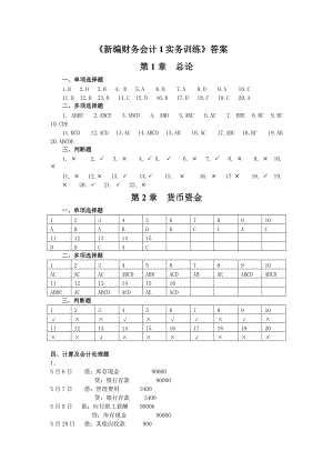 新编财务会计及管理知识训练答案.docx