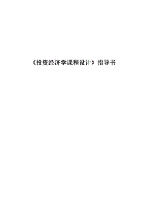 《投资经济学课程设计》指导书.docx