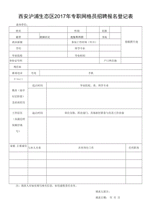 西安市纺织城开发建设有限公司招聘工作人员报名登记表.docx