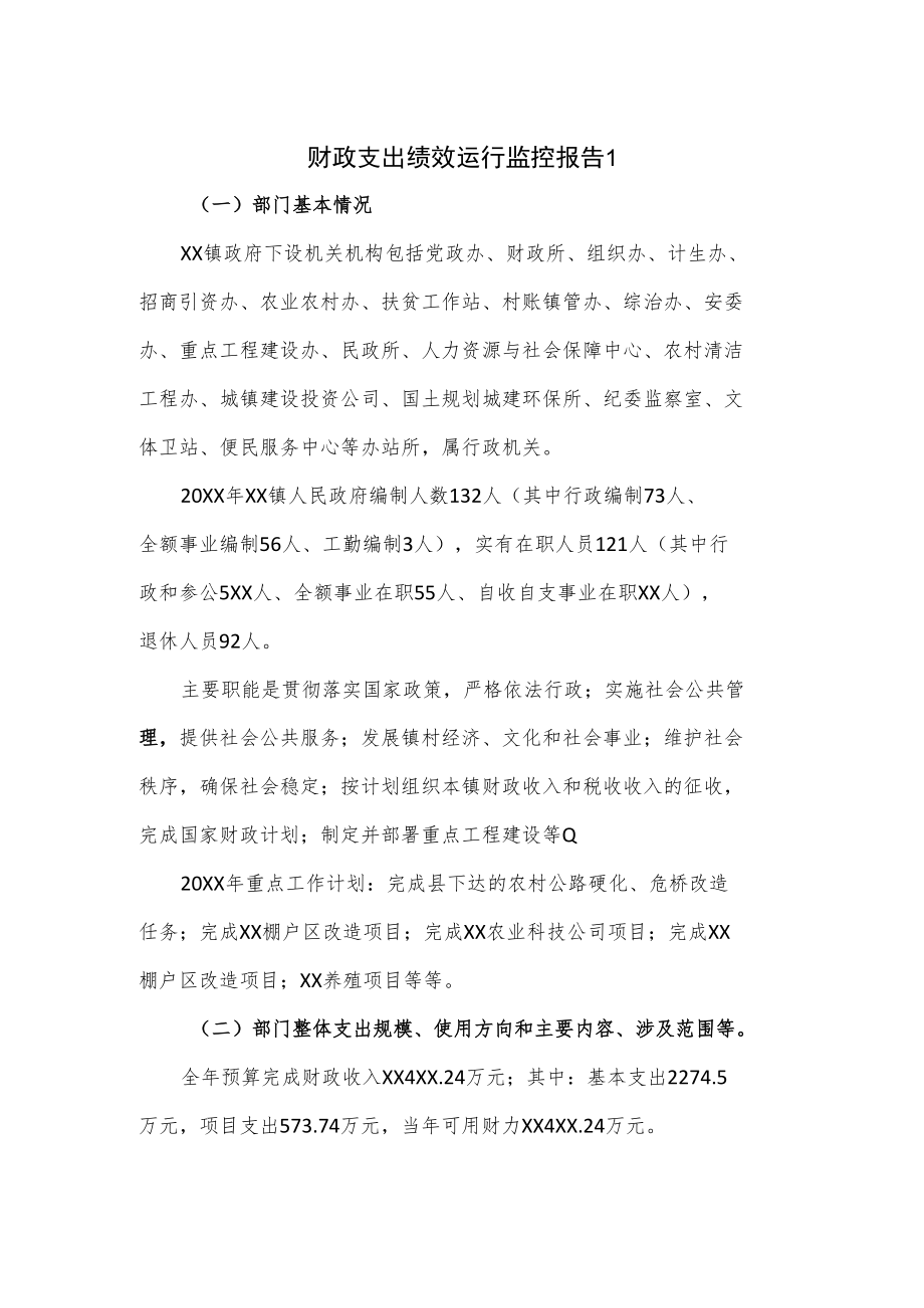 财政支出绩效运行监控报告4篇.docx_第1页