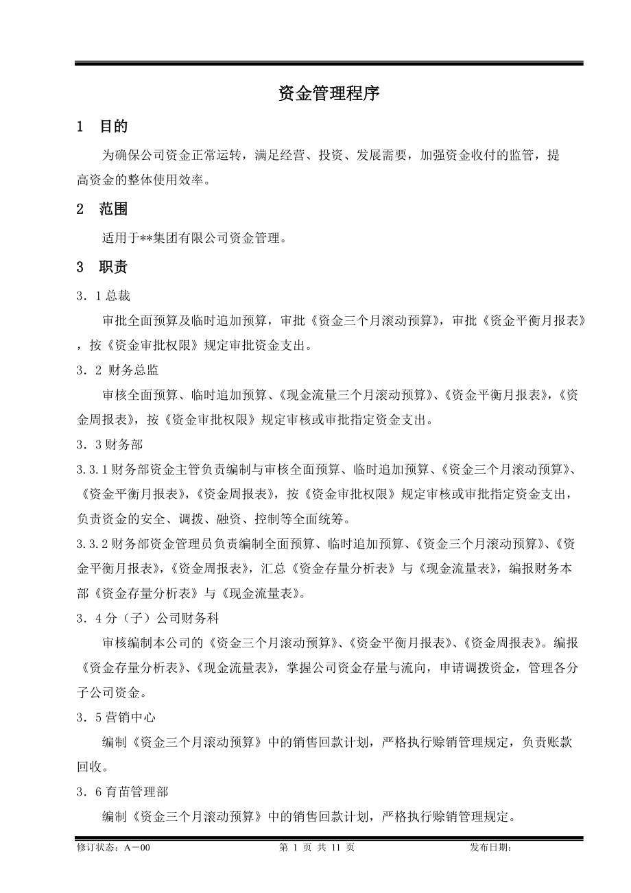 某集团股份公司资金管理程序.docx_第1页