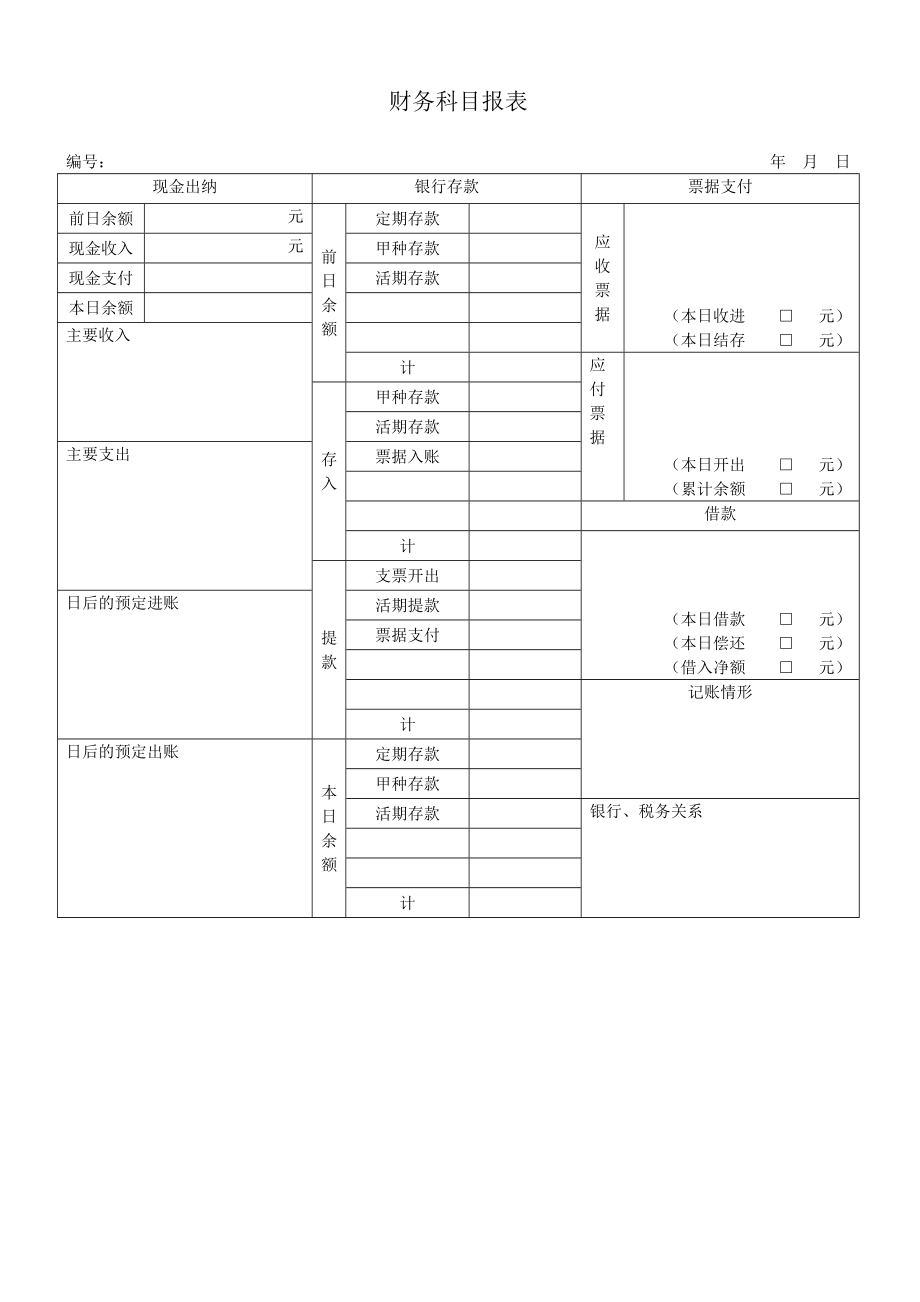 会计日报表模板.docx_第1页